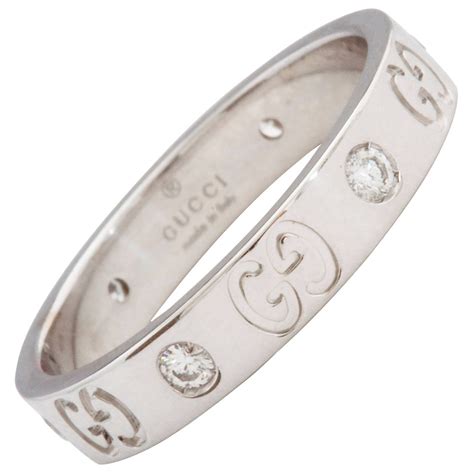 gucci 13k white gold ring with diamonds|Gucci engagement ring.